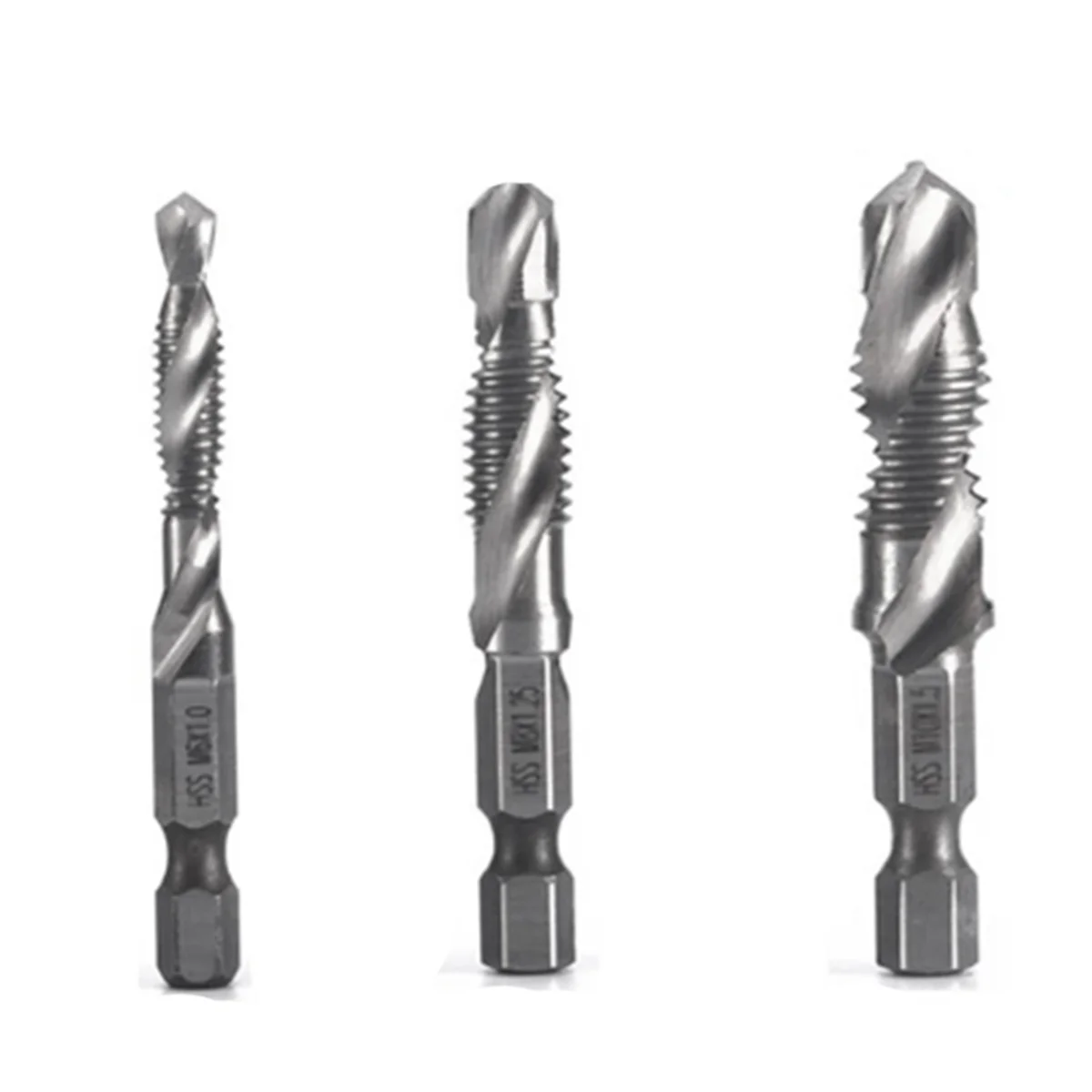 3Pcs M6 M8 M10 High-Speed Steel Titanium Plated Composite Tap Drill and Tap Integrated Machine Tap Open Chamfer Tool