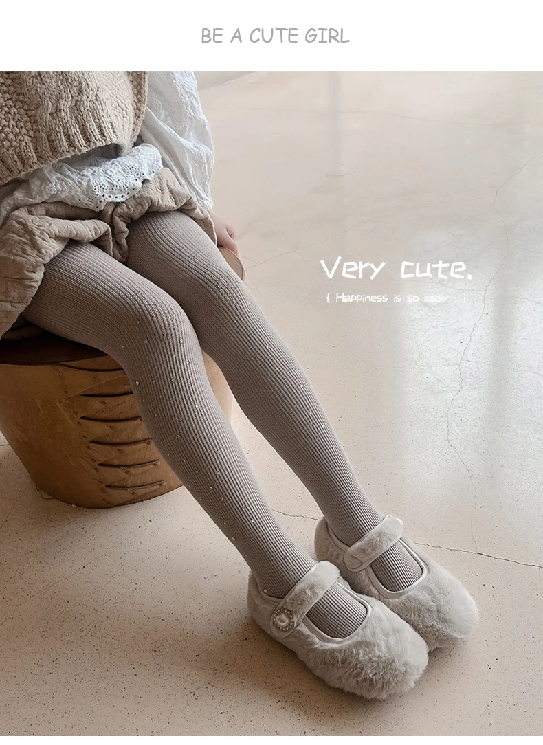 Niedliche Mädchen Frühling Herbst Weiche Baumwolle Warme Glänzende Strumpfhose Vertikale Streifen Glitzer Strass Leggings Kawaii Elastische Kinder-Strumpfhose – Detail 20