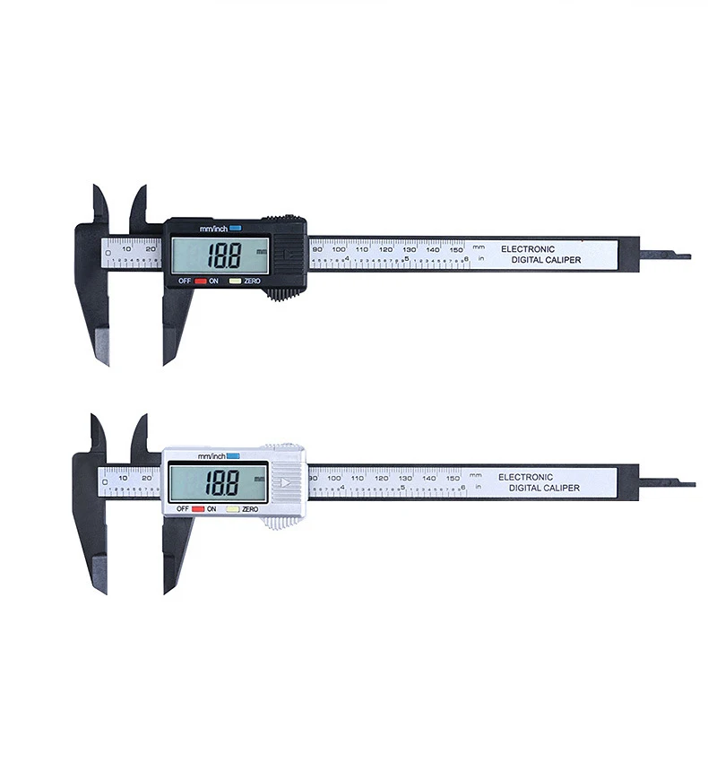 Calibrador Vernier Digital LCD U50, herramienta de medición de 150mm, 6 pulgadas, fibra de carbono, micrómetro electrónico