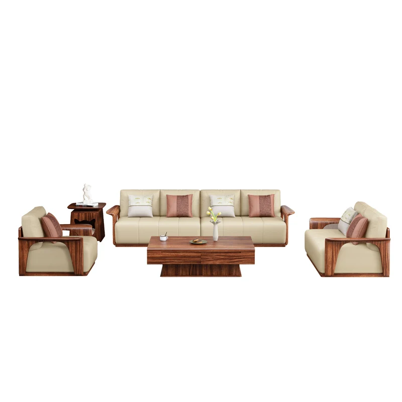 

Высококачественный современный европейский дизайн, каркас из орехового дерева, диван, кожаные подушки для наборов мебели для гостиной