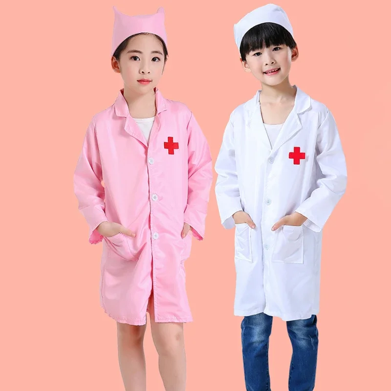 Kids Pretend Medical Coat Set Childrens Doctor Nurse Costume Jacket for Dress Up Play and School Performances