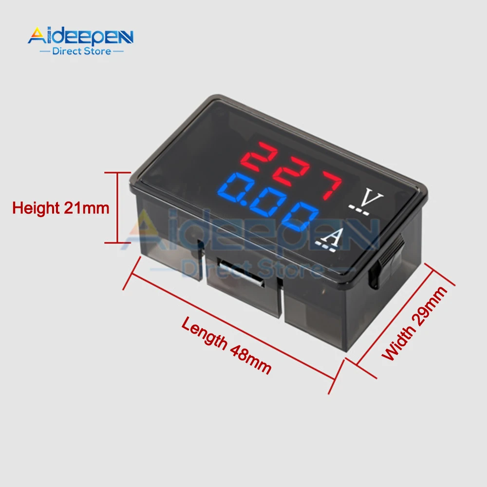 High Quality AC 70-480V 10A 100A Voltmeter Ammeter Blue + Red 0.56 inch LED Dual Digital Voltage Current Meter With Transformer