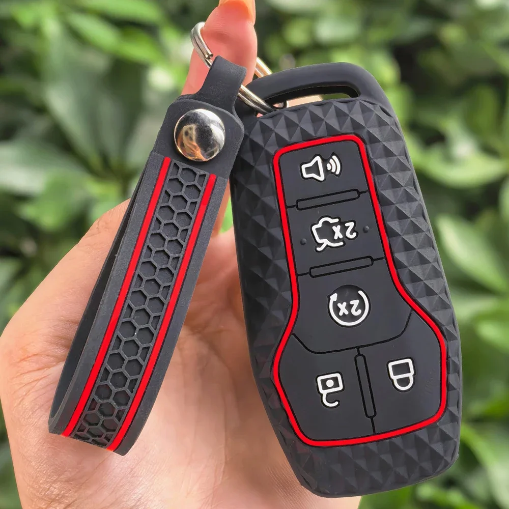 Silicone Car Key Case Cover For Ford F150 Fusion Explorer Mustang Lincoln MKZ MKC 2017 Ford Explorer Holder Fob Keychain