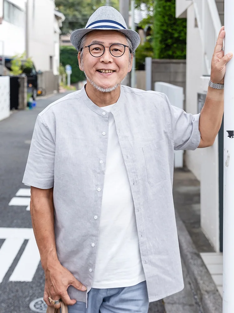 

Хлопково-льняная повседневная рубашка с коротким рукавом для мужчин среднего и старшего возраста, летняя модная городская модель, дышащая, влагоотводящая.