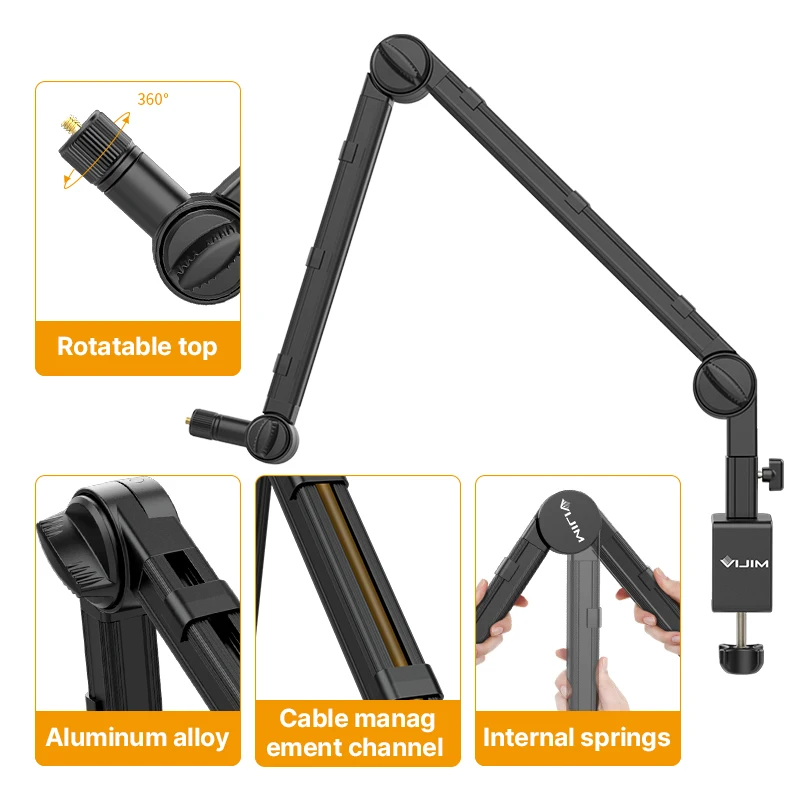 Imagem -02 - Vijim-c-clamp Mesa Flexível Light Stand Suporte para Microfone Live Boom Arm 48 Cabeça de Bola para Dslr Smartphone Ls25