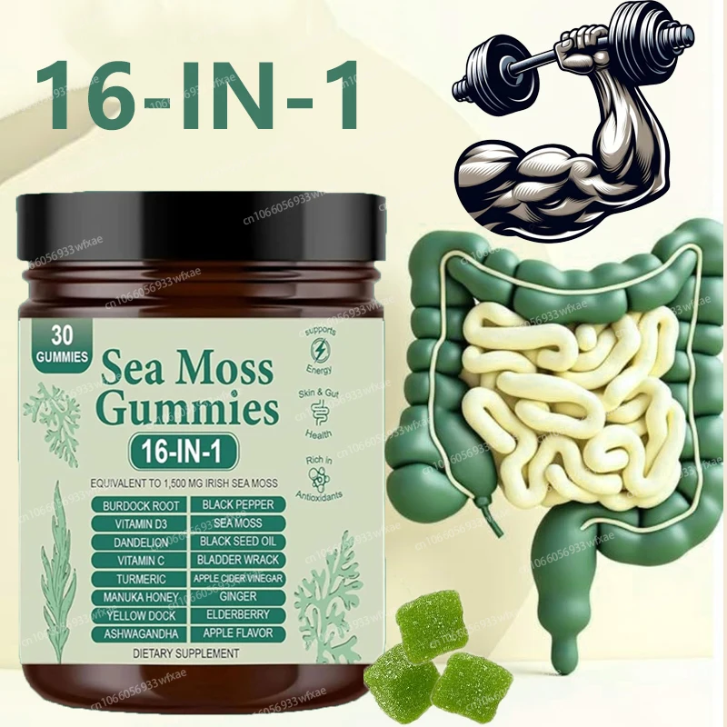 

Sea Moss Gummies with Ashwagandha Black Seed Oil Supports Thyroid, Skin,Gut Cleansing, Antioxidant and Digestive System