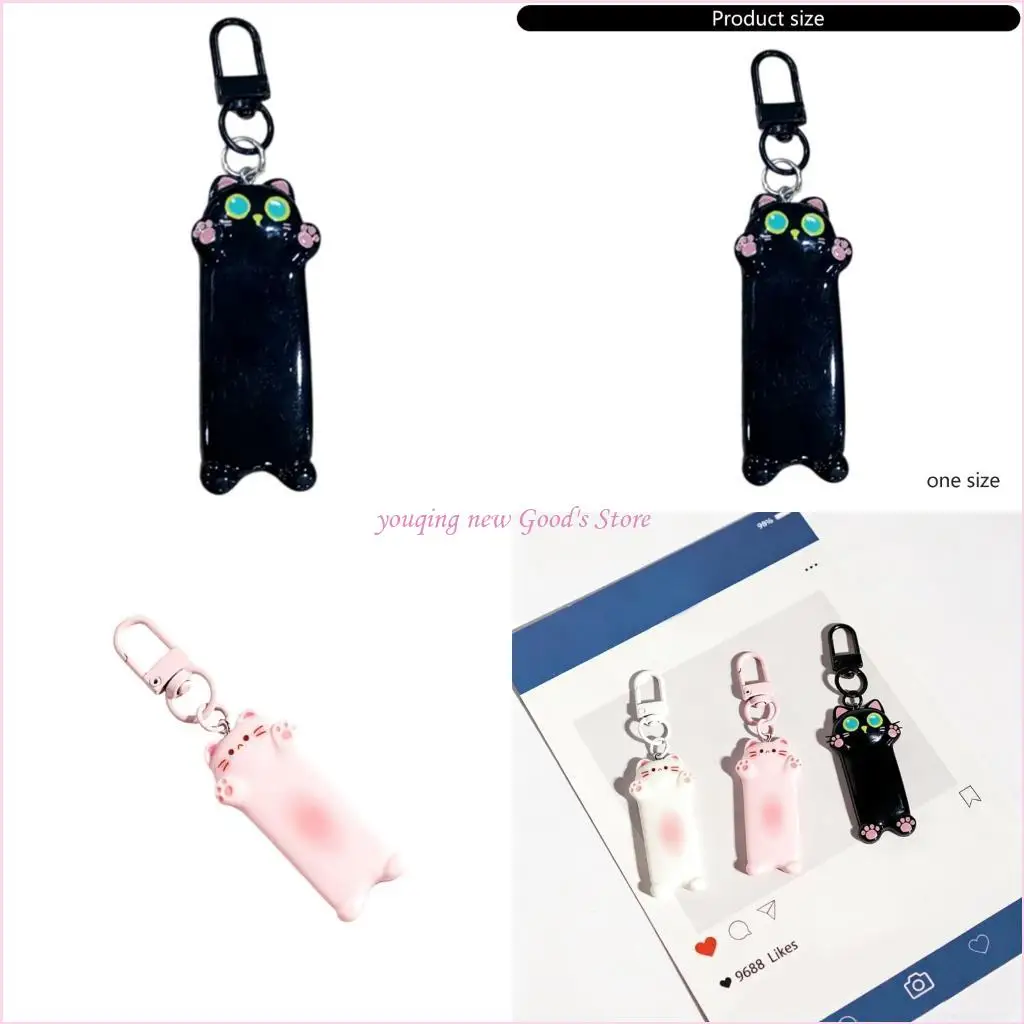 57QA porte-clés ludique en forme chat, accessoire artisanal en résine Flexible personnalisé