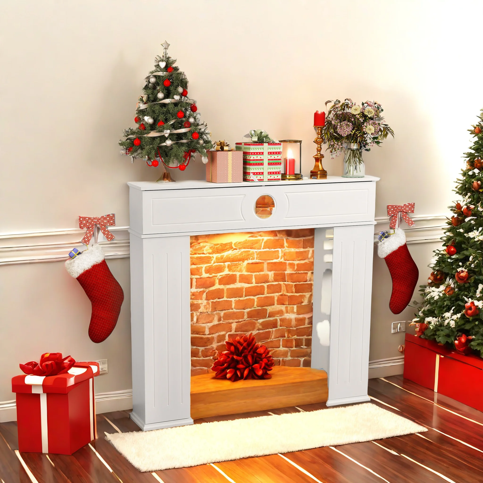 Rosahqnda Kaminschrank Mit Geheimfach,107X100Cm, Decoración De Weihnachtsdekoration De Invierno, Schrankwia Wohnzimmer Undvelaangs Mascotas, Weiß — -47%, 87.98€ Coupon, from 99.22€ – 47% descuento – €99.22