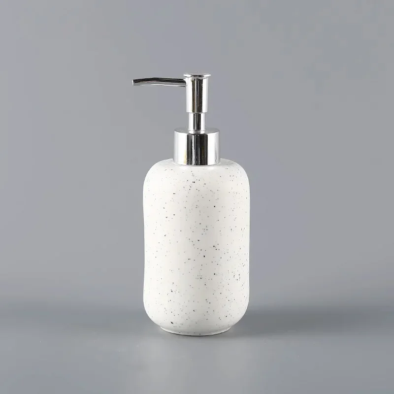 390ml thick pottery cream white black dot bottle ceramic lotion press bottle shampoo bathroom accessories soap dispenser