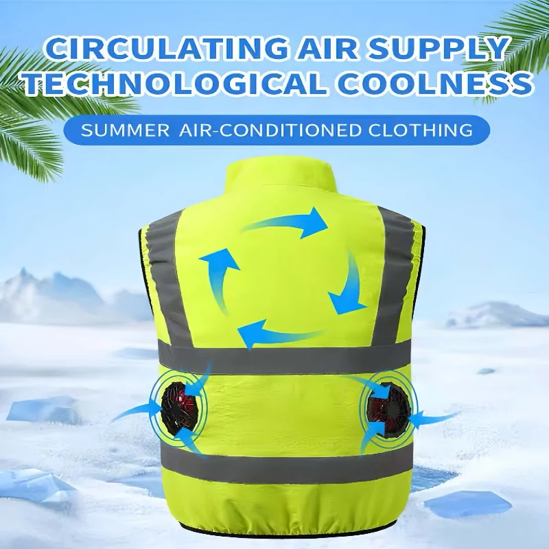 

Мужская куртка с вентилятором, защита от солнца, предотвращение теплового удара, охлаждение, кондиционер, костюм, высокотемпературный рабочий охлаждающий жилет с вентилятором
