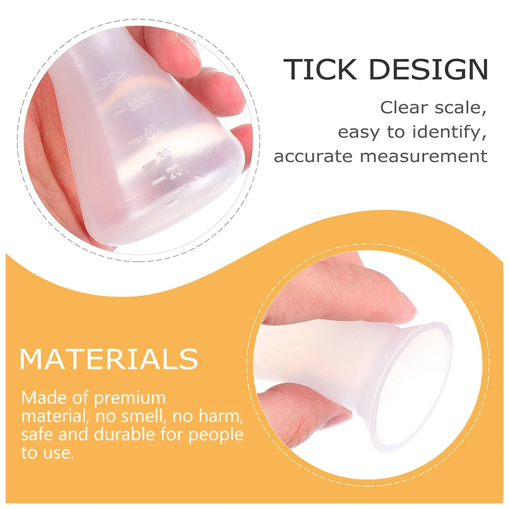 

6pcs Plastic Erlenmeyer Flask 50Ml Science Lab Beaker Transparent Chemical Experiment Bottle For School Laboratory Supplies