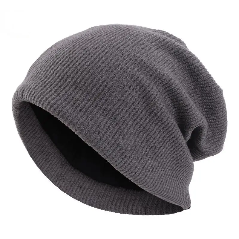 Herbst- und Winter-Feingarn-Strickmütze, doppellagig, dick, warm, Skullies, Beanies – Detail 5