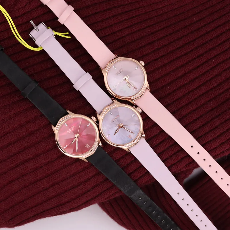Mother-of-pearl Women\'s Watch Japan Quartz Elegant Fashion Hour Bracelet Real Leather Clock Girl\'s Birthday Gift Julius Box