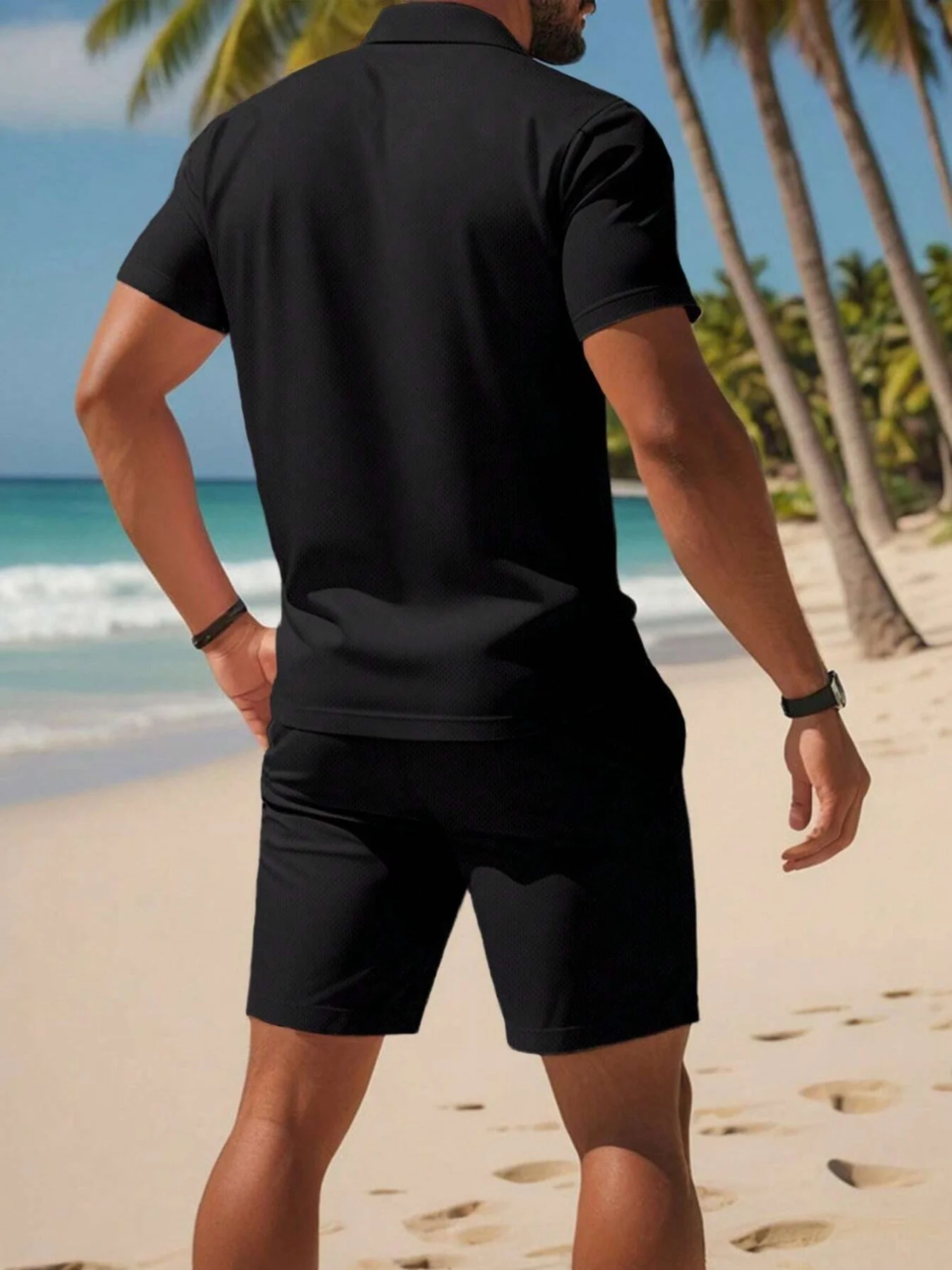 2026 Summer Men's Polo Shirt Set - 3D Printed Design Breathable Lightweight Comfortable Fashionable Outdoor Men's Clothing - view 4