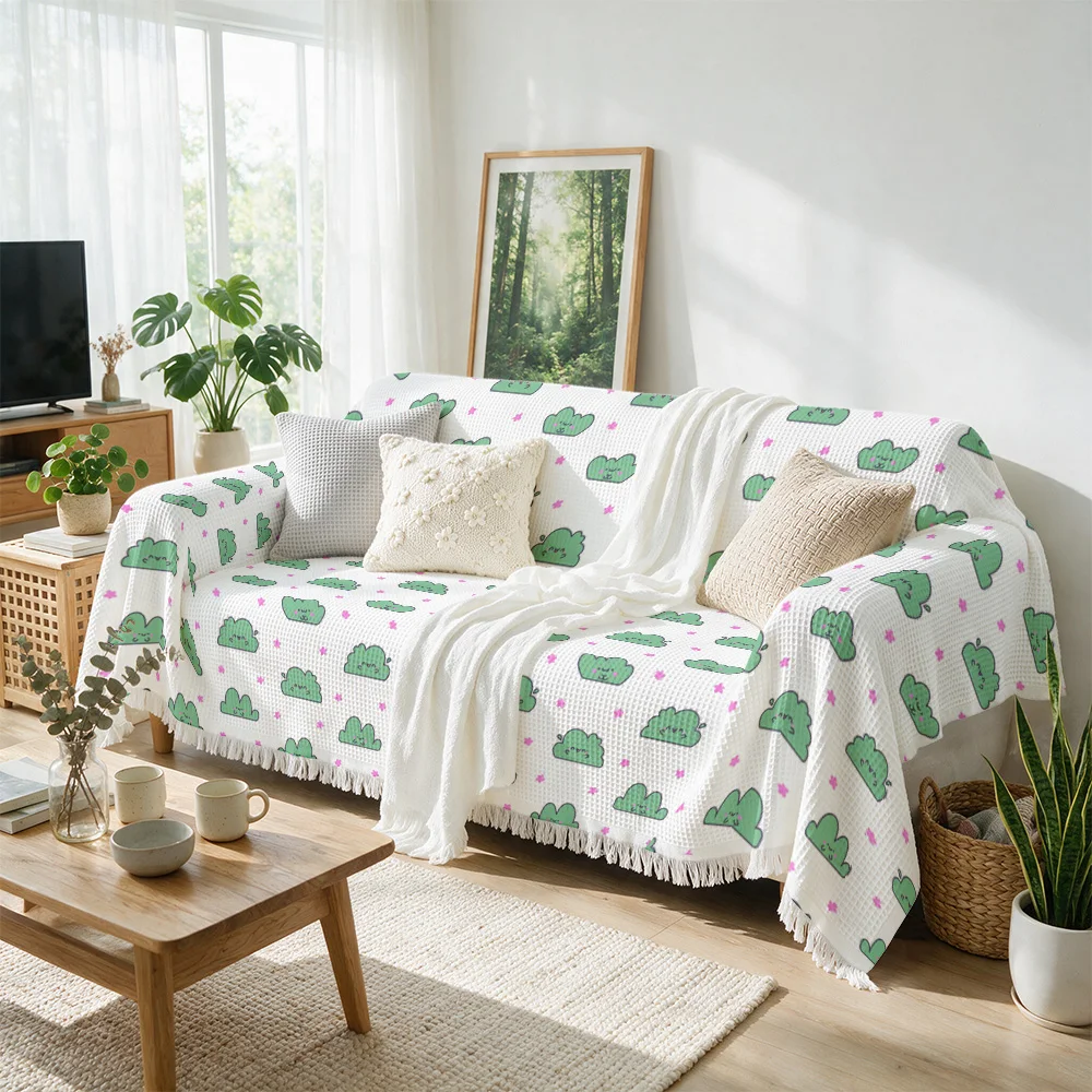Cozy Botanical Leaf Pattern Throw Blanket for Sofa Couch Decor Lightweight Autumn Spring Living Room Accent Throw Cover Knit Was