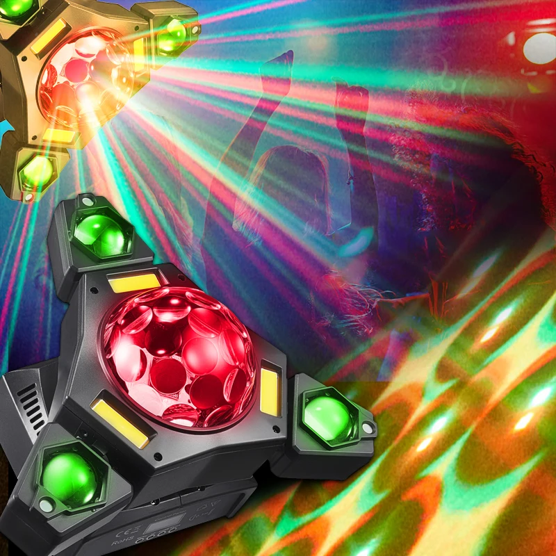 3 أذرع LED أضواء للمسرح تتحرك الرأس مع ماجيك الكرة شعاع ستروب الليزر 5In1 DJ تأثير التحكم عن بعد DMX512 للديسكو