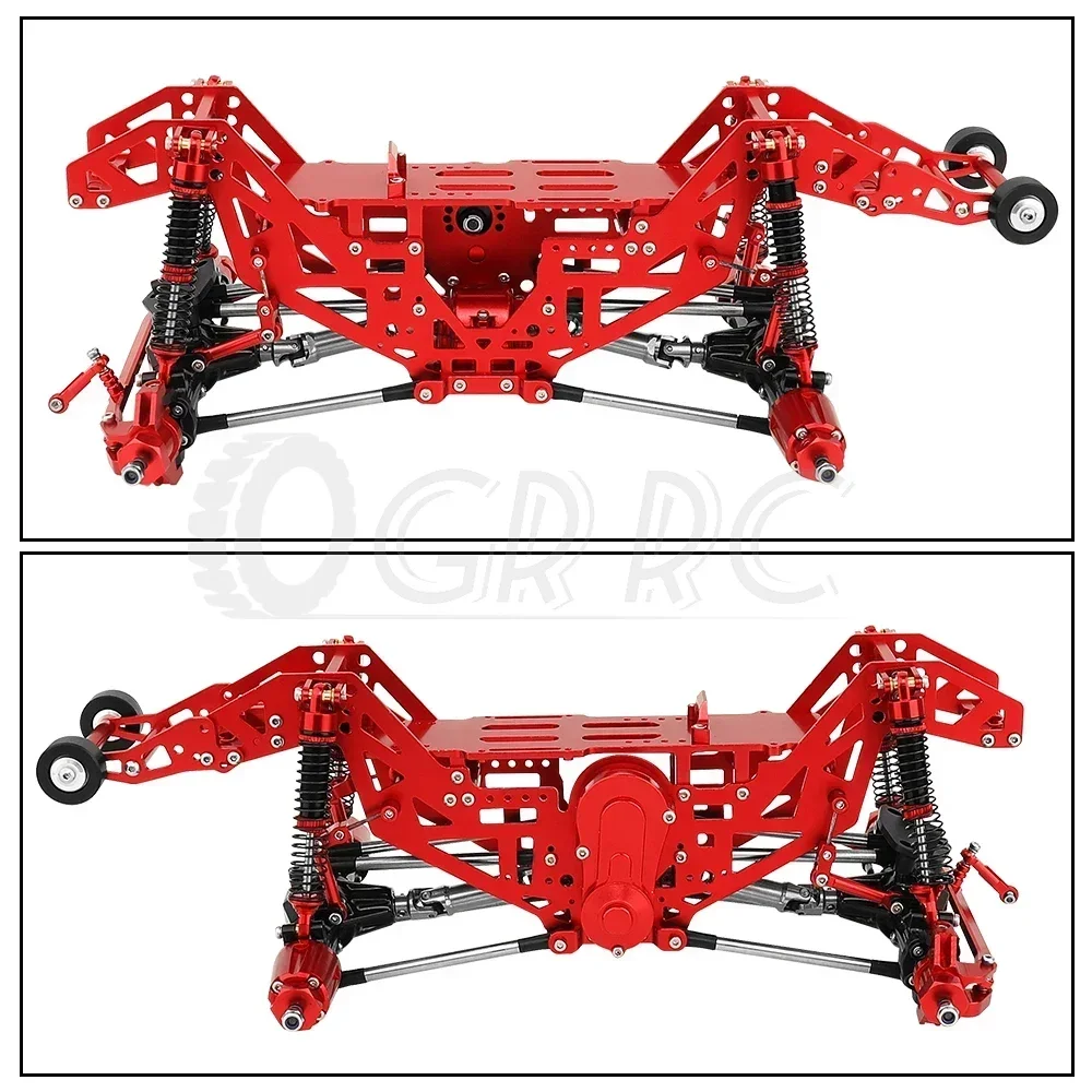 Metalowa rama podwozia 1:18 z osłami Skrzynia biegów do RC 1/18 LOSI Mini LMT 1/18 Szczotkowana ciężarówka Monster Truck Część ze stopu aluminium