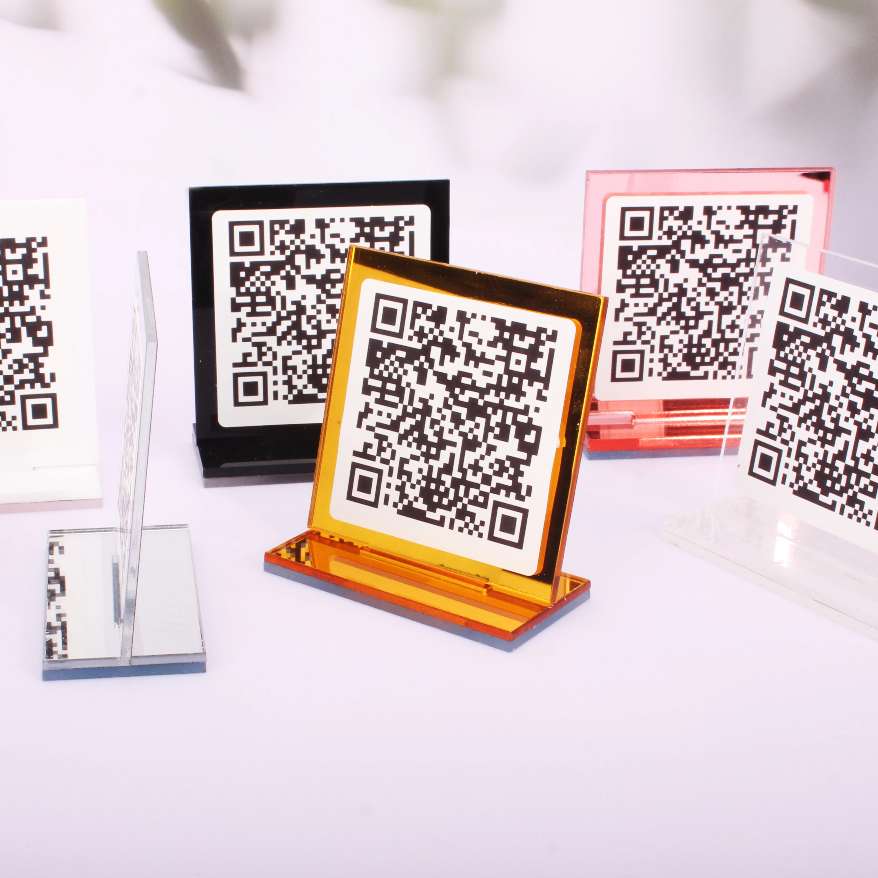 Custom Acrylic QR Code Sign For WiFi, Payment, Social Media, Reviews & Digital Menu – Clear Desktop Plaque For Cafe, Restaurant