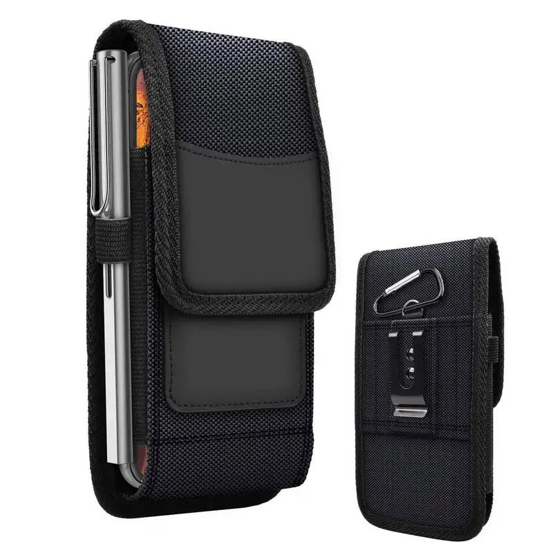 Vertical Nylon Cell Phone Belt Clip Holster Pouch Buckle Wallet Card Holder Case Cover For 4.0inch-6.7inch Phone