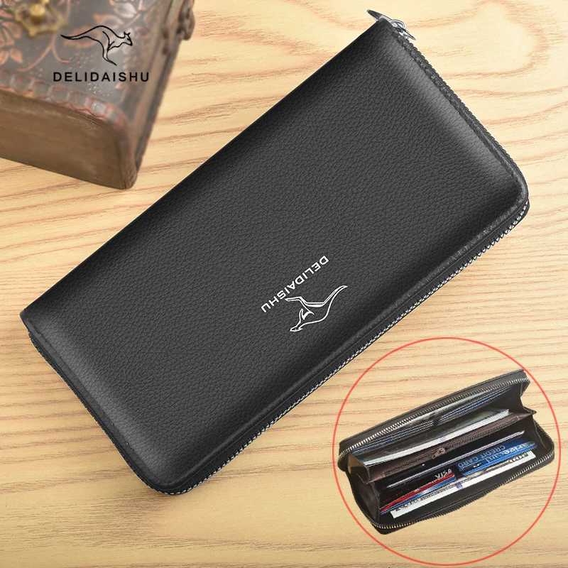 

Large Capacity Business Men's Wallet Multiple Card Slots Mobile Phone Bag Male Long Purse Soft PU Leather Handheld Bag