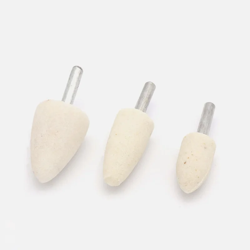 1-5Pcs White Corundum Grinding Head Polishing Kit Grinding For Rotary Tool Bit6mm Shank Point Metal Plastic Mould Fine Polishing