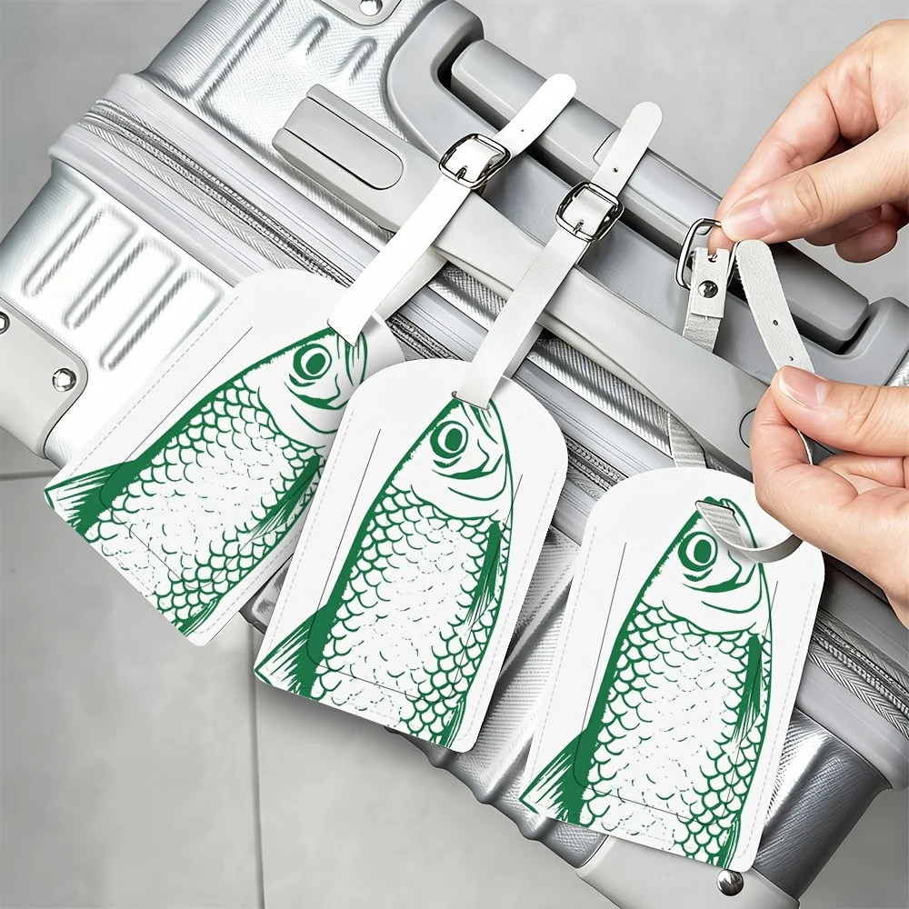 Sardine Animal Illustration Luggage Tag Lightweight PU Material Suitable for Travel Bags Backpacks Gym Bags Luggage Id