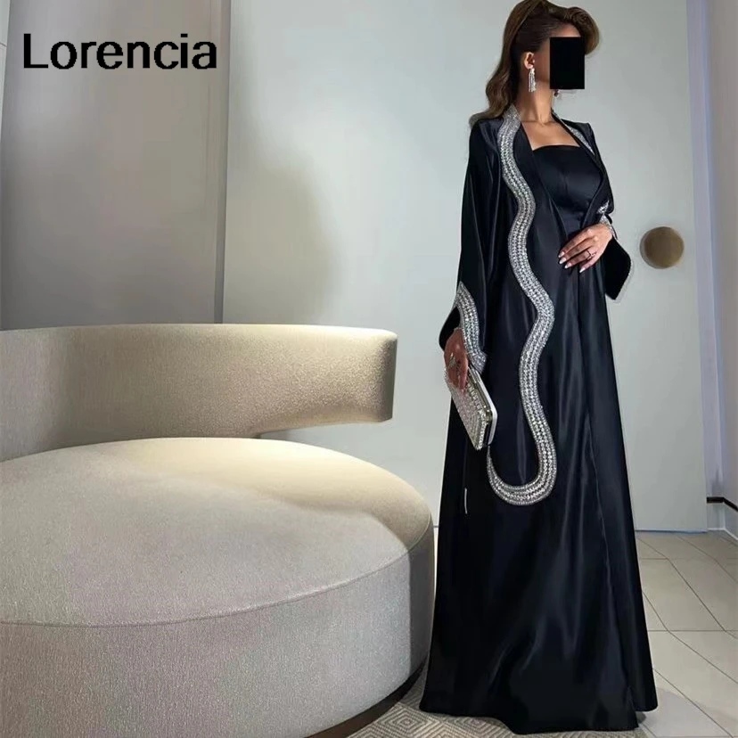 Customized Black Dubai Saudi Arabia Prom Dresses for Women Beaded With Wraps Long A Line Formal Occasion Evening Gowns YED10