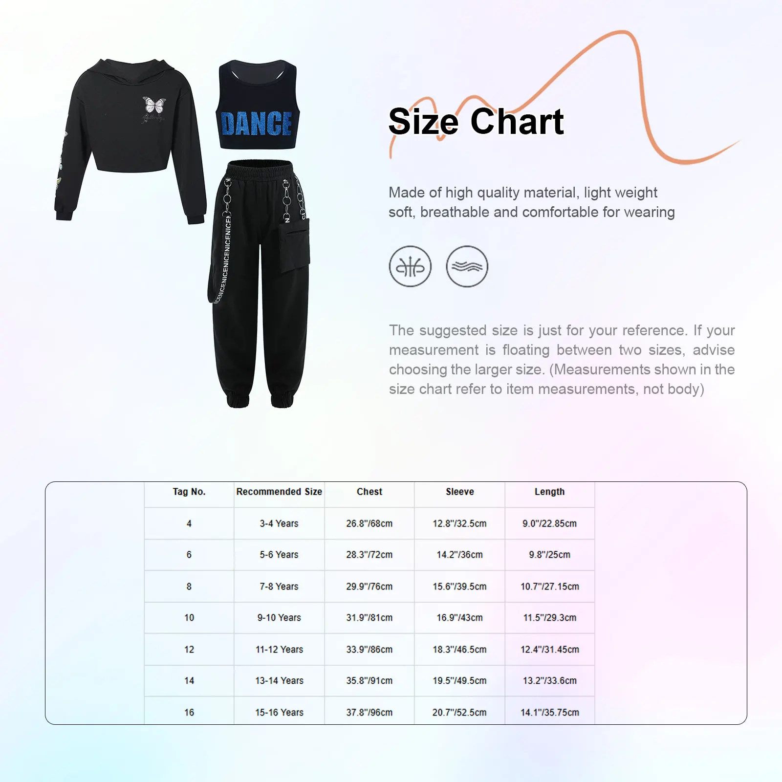 Teen Girls Jazz Dance Outfits Sport Tank Top with Hooded Sweatshirt And Metal Chain Pants Set for Street Dance Jogging Workout