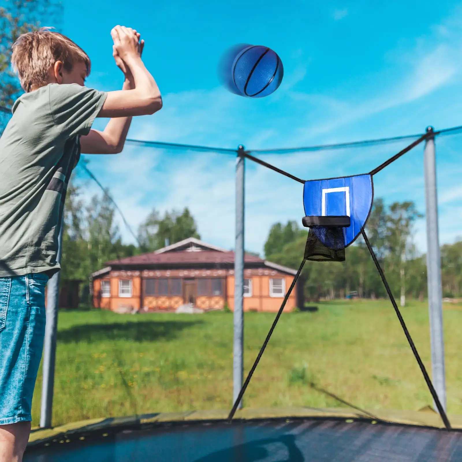 Trampoline Basketball Hoop Universal Waterproof Basketball Training Easy Installation with Connection Ropes Basketball Stand