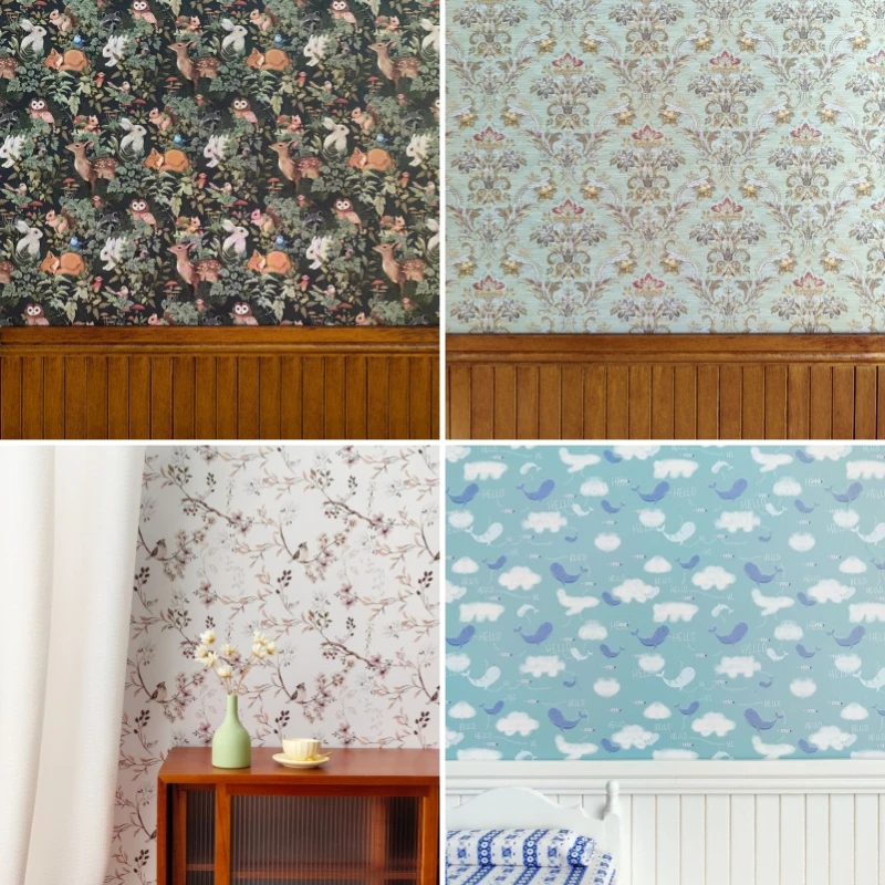 

1:12 Dollhouse Sticker DIY Miniature Backdrop Colorful Wallpaper Doll House Accessories Flower Geometric Decorative Wall Decal