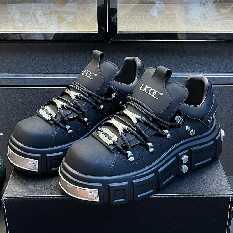 

Мужские модные кроссовки на платформе, мужские туфли в стиле панк, мужские кожаные туфли в европейском стиле, дизайнерские кожаные туфли, модные кроссовки для активного отдыха, стильная модель