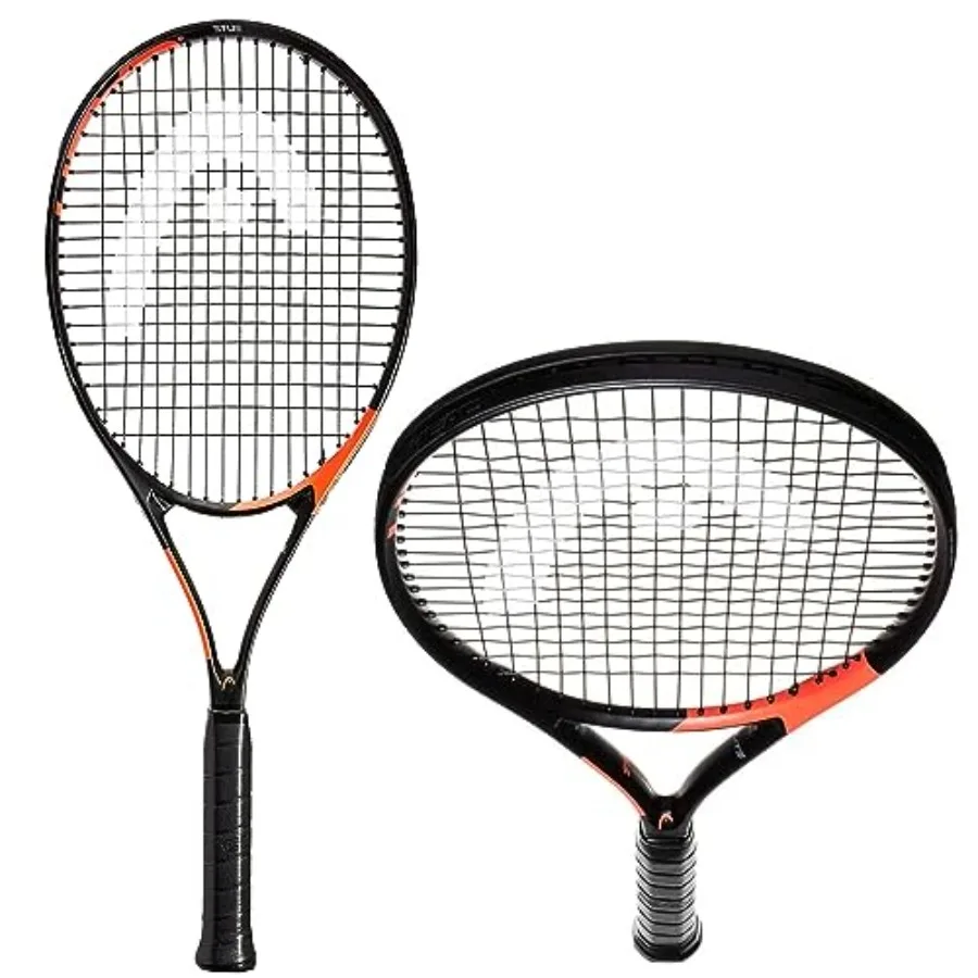 Ti. Raqueta de Tenis Radical Elite - Preencordada, Ligera, 27 Pulgadas, Gris/Naranja