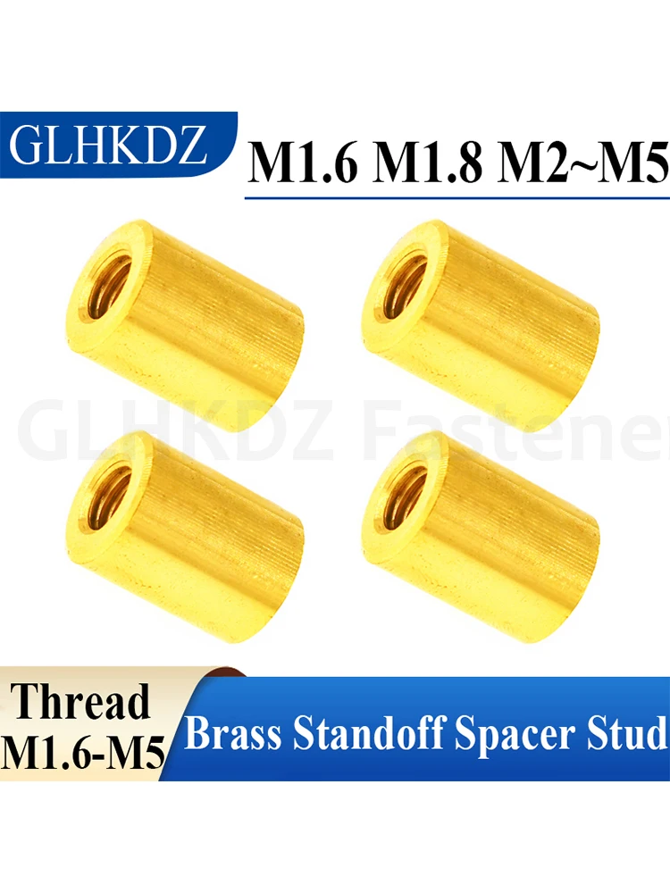 Goujon d'espacement rond en laiton M1.6 M1.8 M2 ~ M5, vis d'espacement, filetage femelle, trou traversant, tige de colonne d'espacement en cuivre