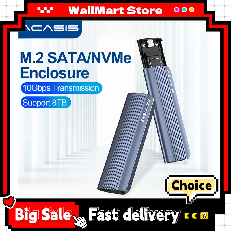 

ACASIS M2 SSD Case M.2 NVMe SATA SSD Enclosure Adapter 10Gbps USB3.1 External Enclosure Support NVMe/PCIe M-Key/B+M Key Max 8TB