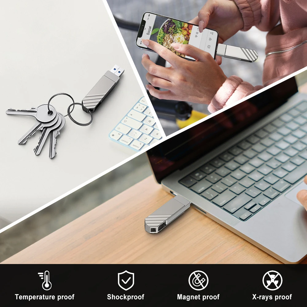 KOOTION U600 450 MB/s USB 3,2 de alta velocidad unidad Flash portátil USB tipo C 512GB 256GB 128GB unidad USB Dual unidad de pulgar giratoria