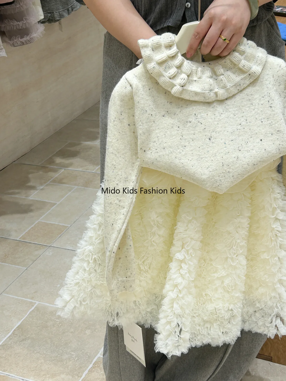 2025 خريف شتاء جديد المخملية بطانة مزاجه زهرة الدانتيل نصف الجسم تنورة الفتيات المألوف مائة مع تنورة الأميرة #5