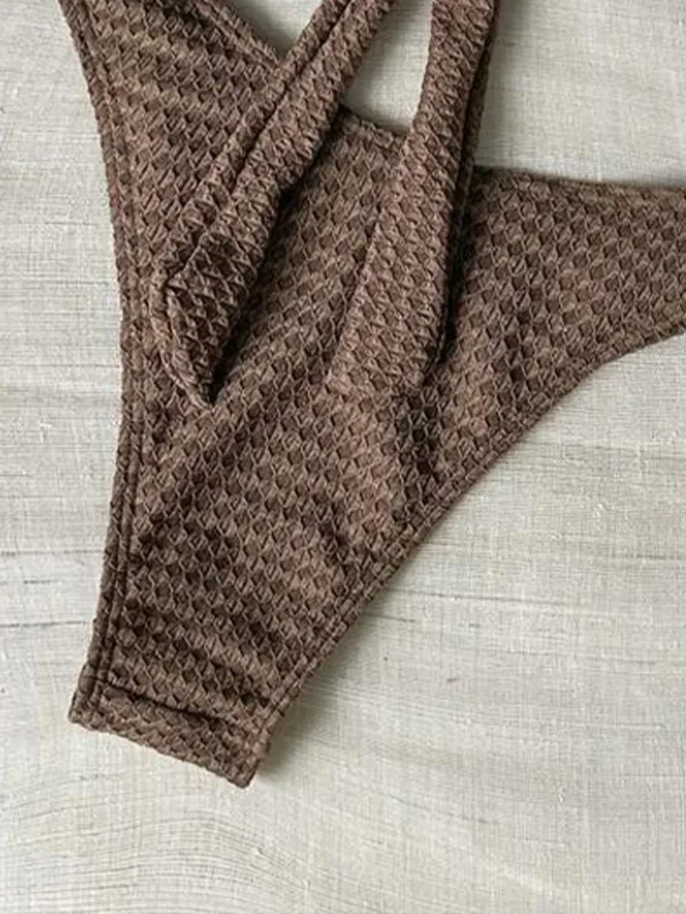 UETEEY 2025 nuevo traje de baño de verano conjunto de Bikinis Sexy sin tirantes Bikini con espalda descubierta conjunto de 2 piezas mujeres sólido traje de baño dividido Bikini de playa