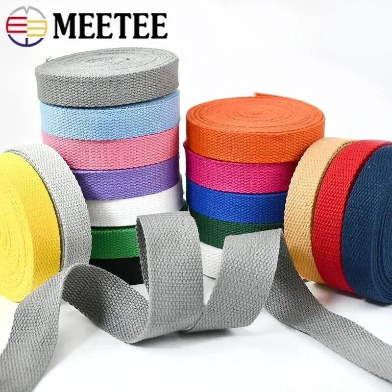 4Meters 1.3mm Thick Cotton Webbing Tapes 20-50MM Backpacks Strap Band Garment Ribbons Belt DIY Sewing Decoration Accessories