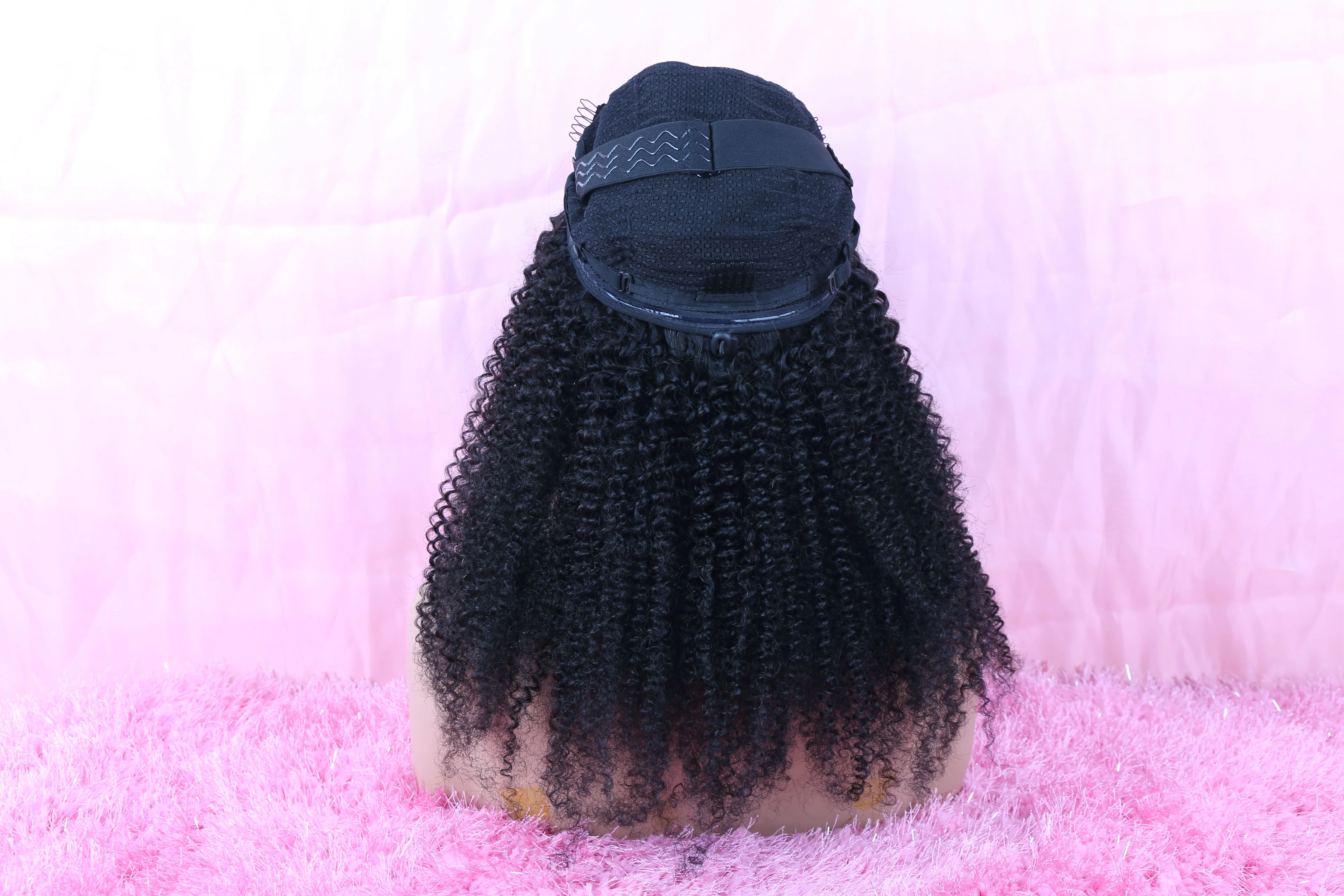 1B Afro Kinky Curly Echthaar Glueless Perücken 200 250 Dichte Vietnamesisches Echthaar Flip-Over Halbperücke mit Kordelzug – Detail 12
