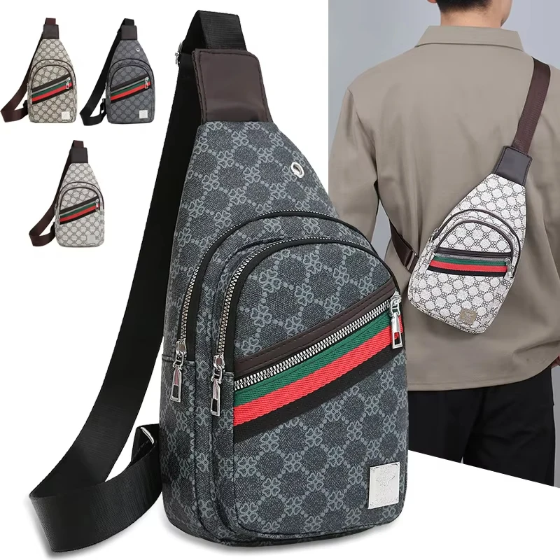 Men's/Women's Multi Functional Crossbody Bag Shoulder Bag Cloth Chest Bag with Earphone Hole Slanted Casual Handbag