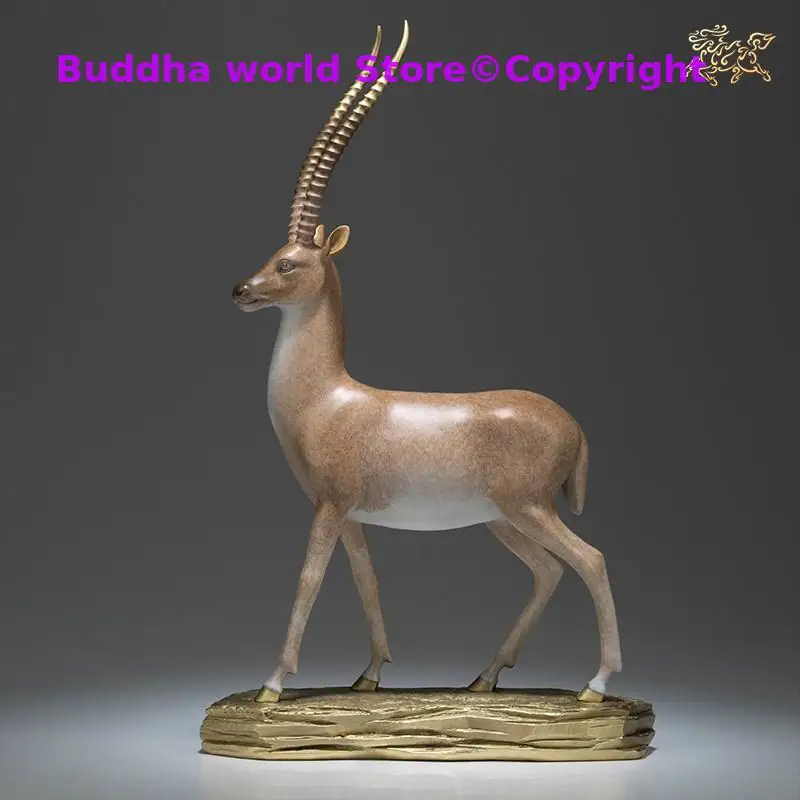 HOME OFFICE BAR High grade decorative ART Bring GOOD LUCK Success Tibetan antelope bronze Sculpture Spiritual ART