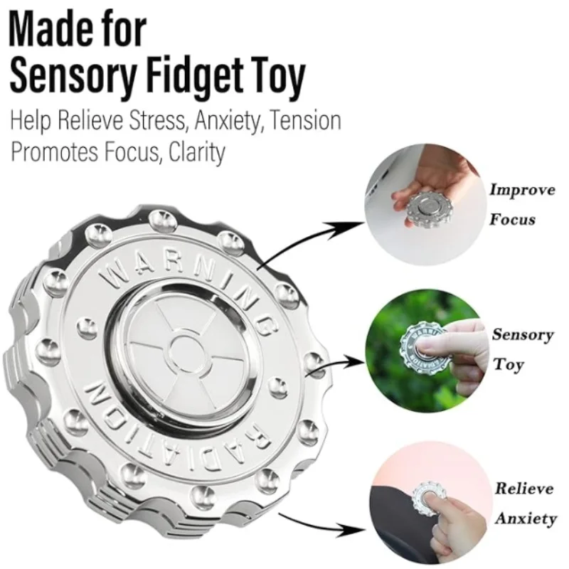 EDC Gear Hand Spinner Clicker Adult Fidget Toy Radiation Warning Fidget Slider Spinner ADHD Tool Anti-anxiety Stress Relief Toys