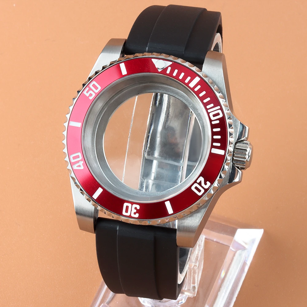 

40mm NH35 Case 10ATM Waterproof Rubber Strap Sapphire Glass Stainless Steel For NH34 NH35 NH36 Movement Submariner Watch Case