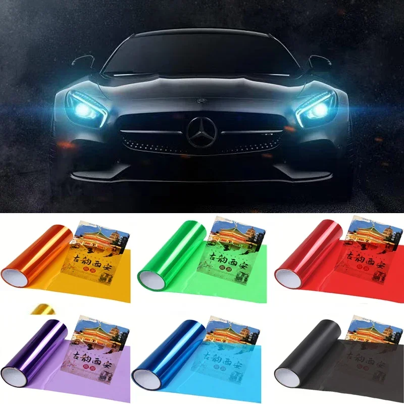 Car Light Color Changing Film Gloss Headlights Transparent Light PVC Film Tint Brake Light Sticker Tail Light Color Changing Fil