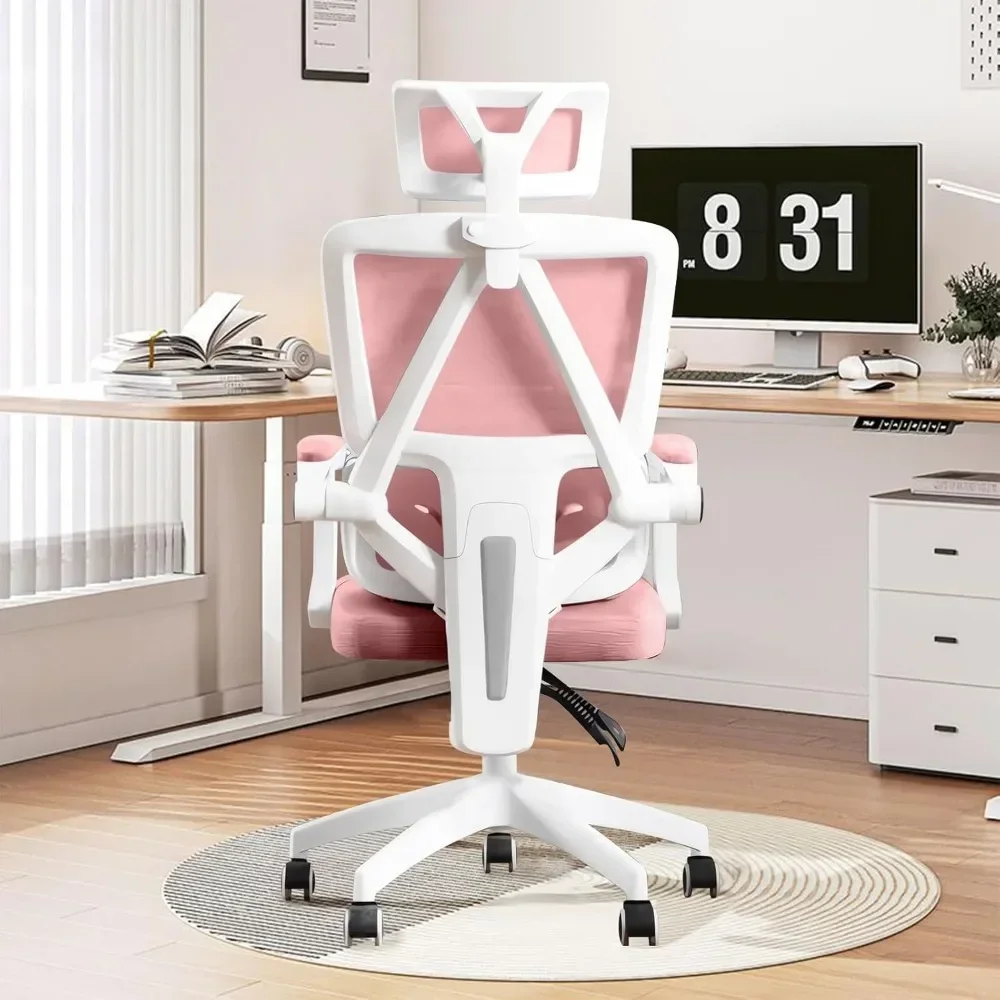 

Ergonomic Home Office Chair Work Swivel Chairs with Wheels, Breathable Mesh Back Gaming Chair Adjustable Headrest