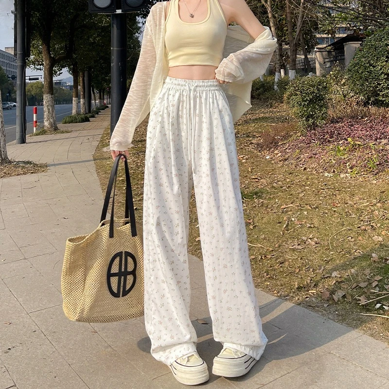 

Весенние и летние джоггеры, женские спортивные штаны с цветочным принтом, свободные и удобные брюки-тапочки для отдыха, расслабление