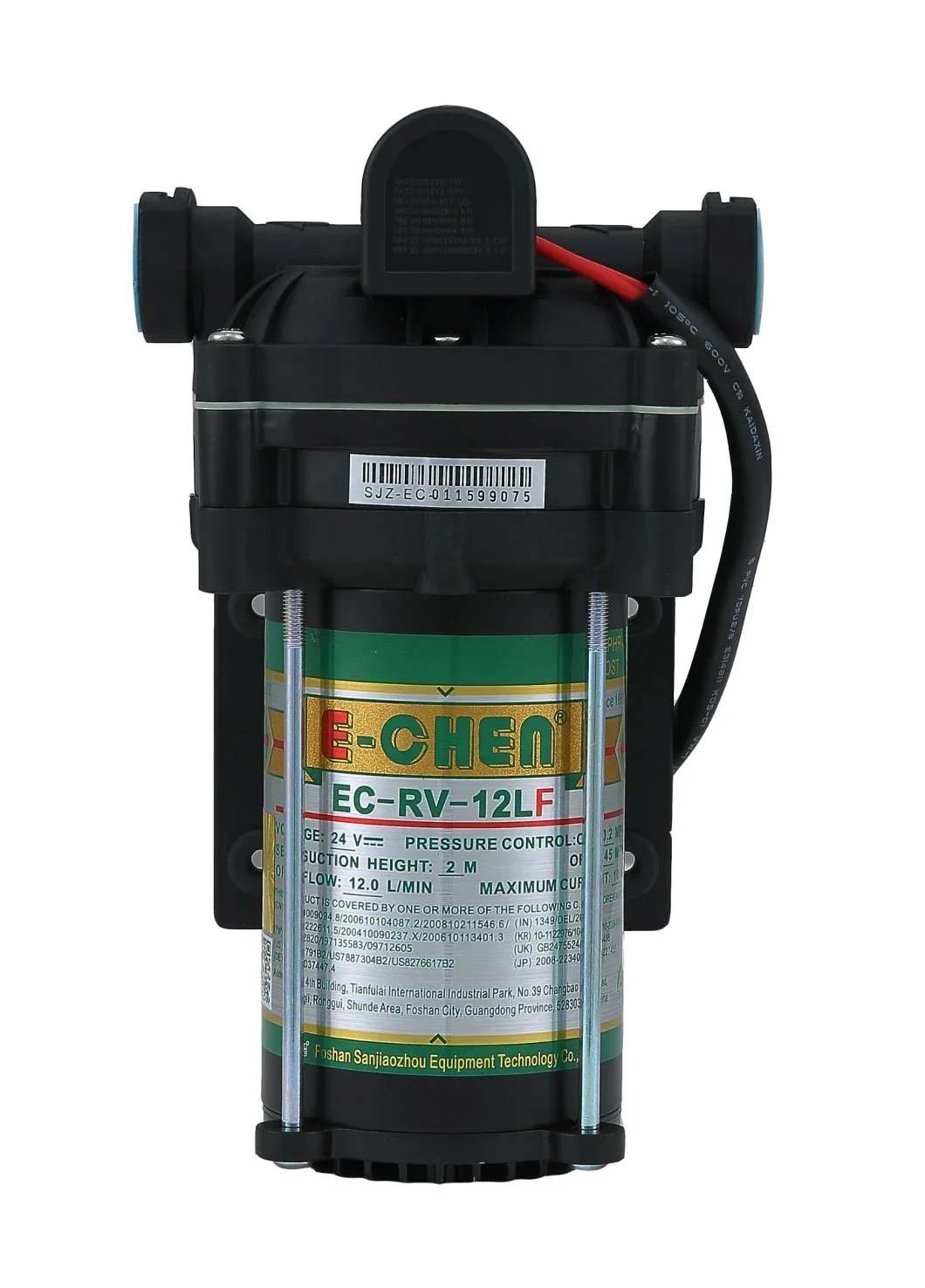 E-chen EC-RV-12LF Water Pump 12L/Min 65PSI Electric Diaphragm Pump 24V DC Self-priming RV Pump Marine Pump Water Delivery