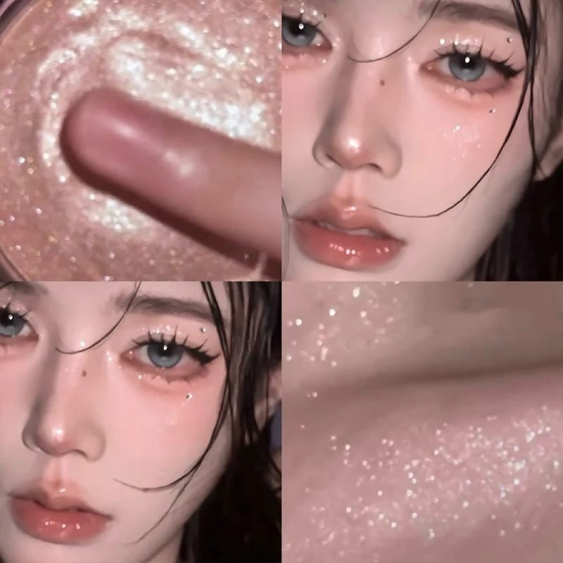 CACE resaltador monocromático en polvo champán brillo dorado iluminar maquillaje de ojos brillante textura de puré paleta de sombra de ojos de diamante