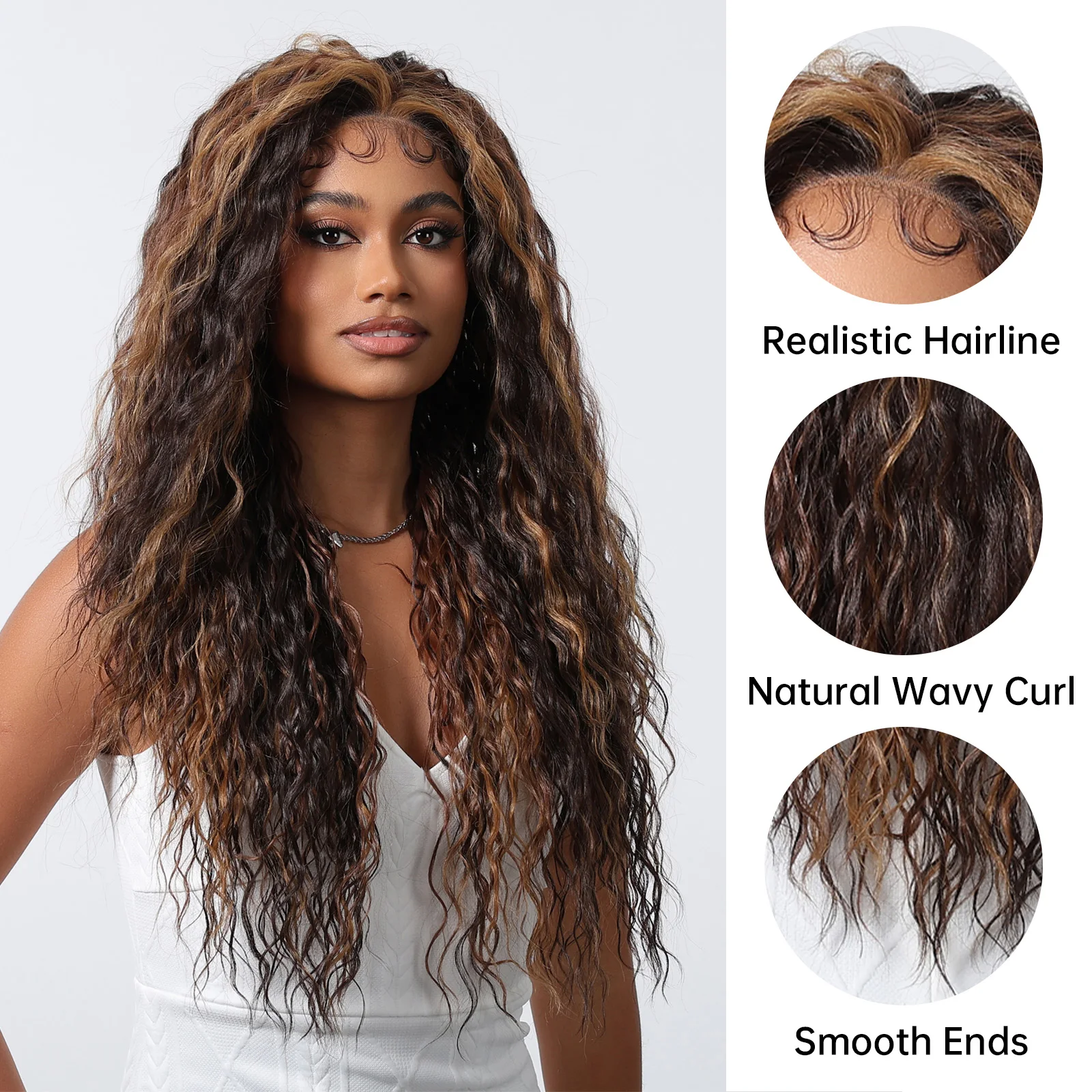 13x6 Transparent Lace Frontal Wigs Brazilian Long Afro Kinky Curly Wig Brown Golden Blonde Deep Wave Wigs for Black Women 28inch