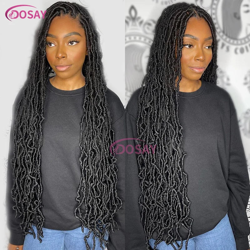 40 Inch Long Butterfly Locs Braided Wigs Synthetic 360 Full Lace Front Wigs for Black Women Passion Twist Box Braided Lace Wig